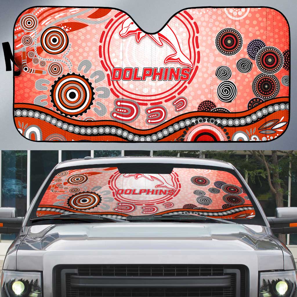Dolphins Rugby Auto Sun Shade Australian Aboriginal Dot Painting Style