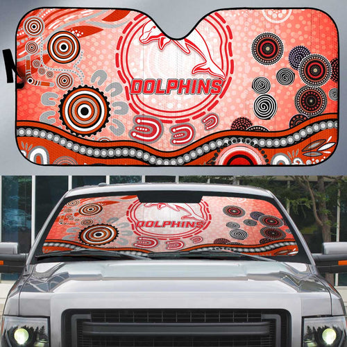 Dolphins Rugby Auto Sun Shade Australian Aboriginal Dot Painting Style