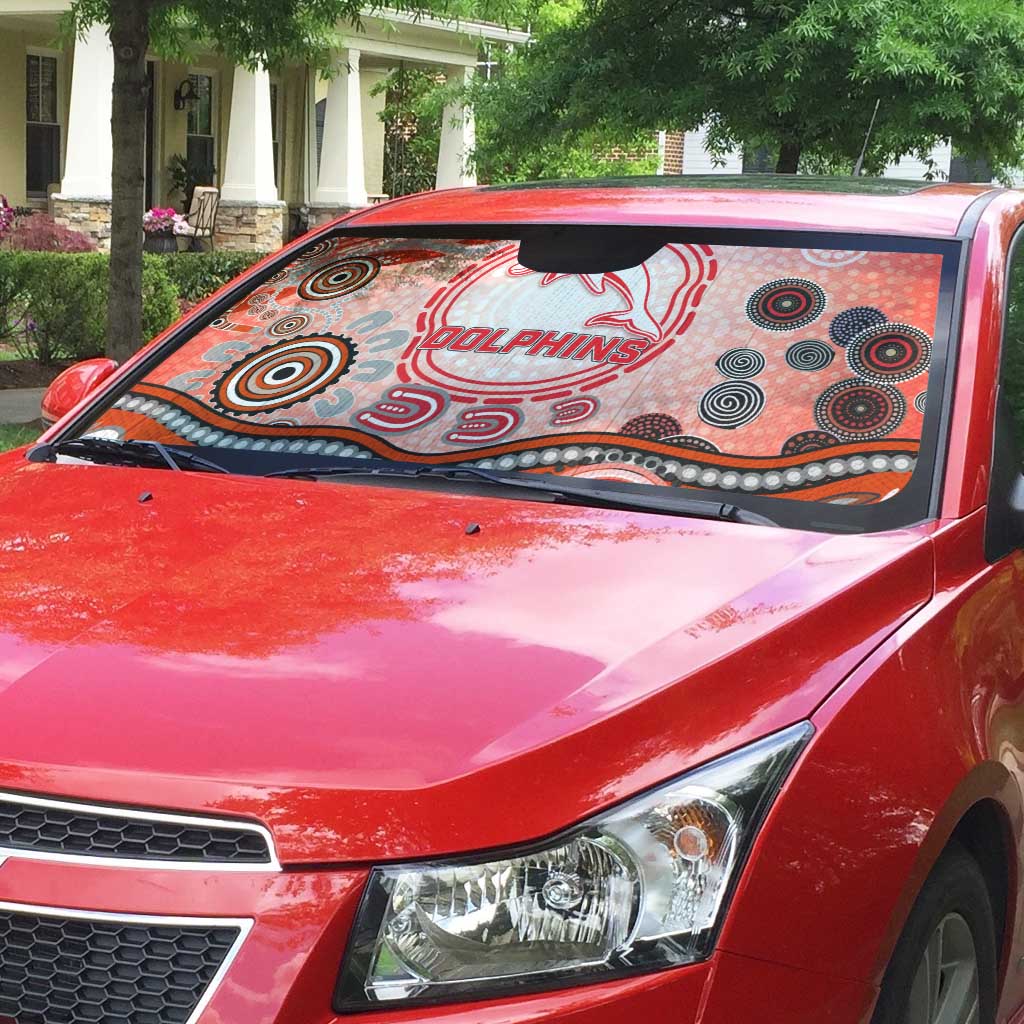 Dolphins Rugby Auto Sun Shade Australian Aboriginal Dot Painting Style