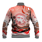 Dolphins Rugby Baseball Jacket Australian Aboriginal Dot Painting Style