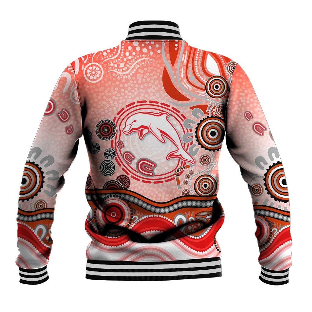 Dolphins Rugby Baseball Jacket Australian Aboriginal Dot Painting Style