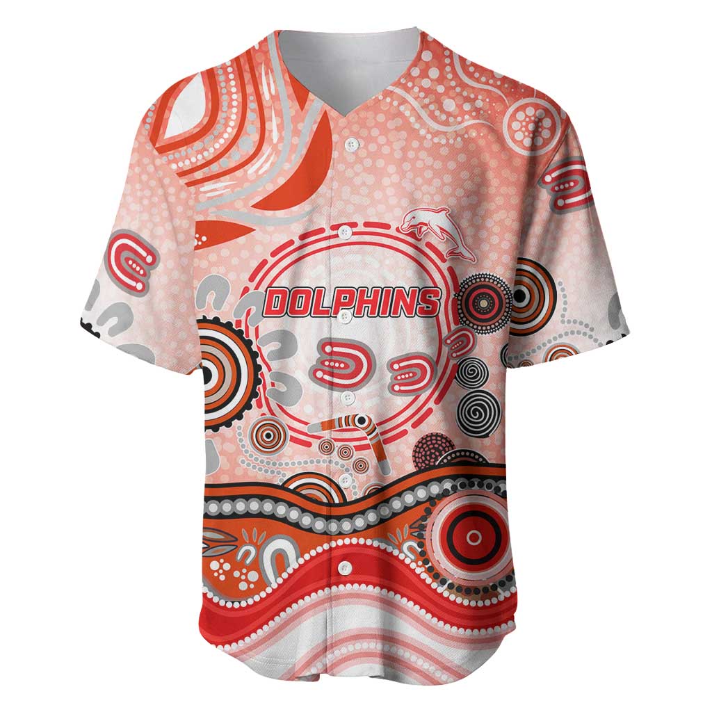 Dolphins Rugby Baseball Jersey Australian Aboriginal Dot Painting Style