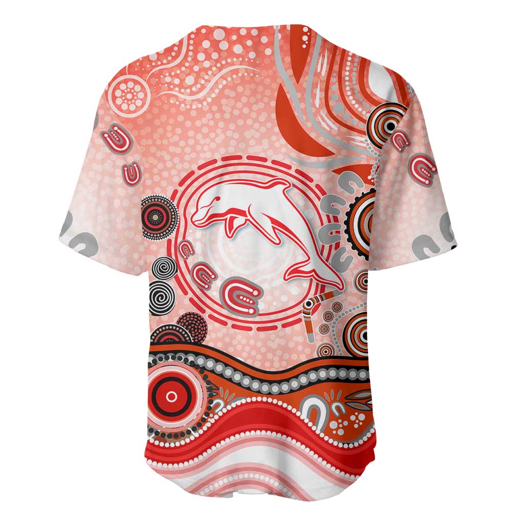 Dolphins Rugby Baseball Jersey Australian Aboriginal Dot Painting Style