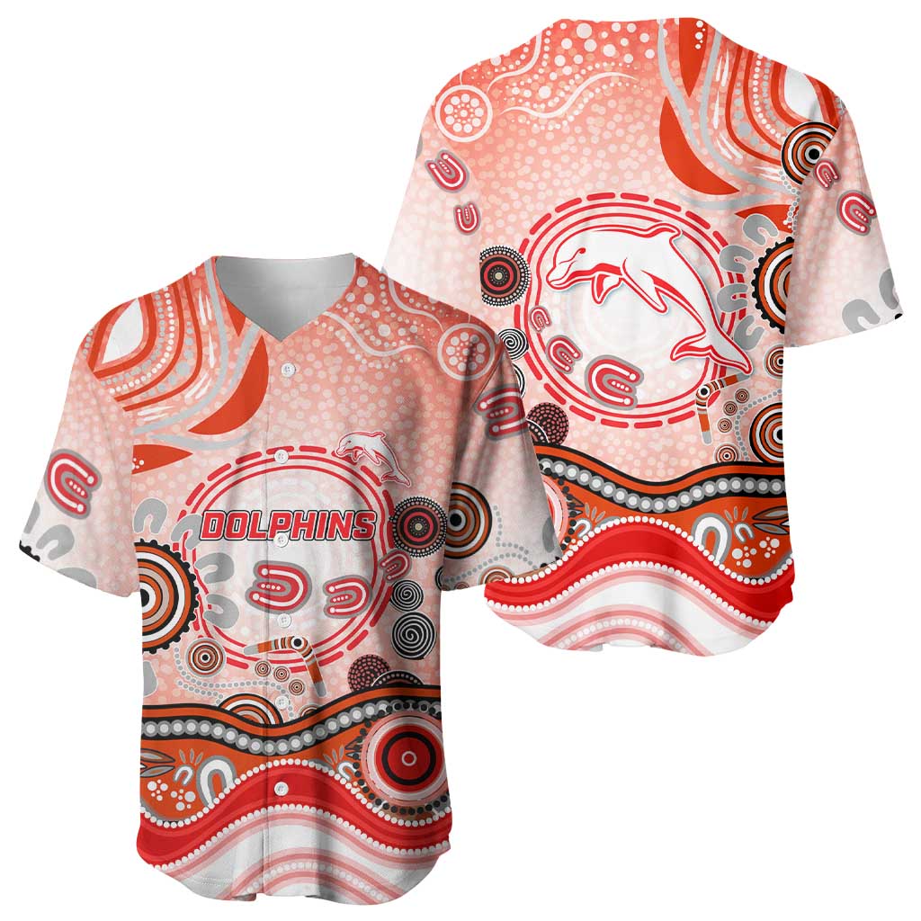 Dolphins Rugby Baseball Jersey Australian Aboriginal Dot Painting Style