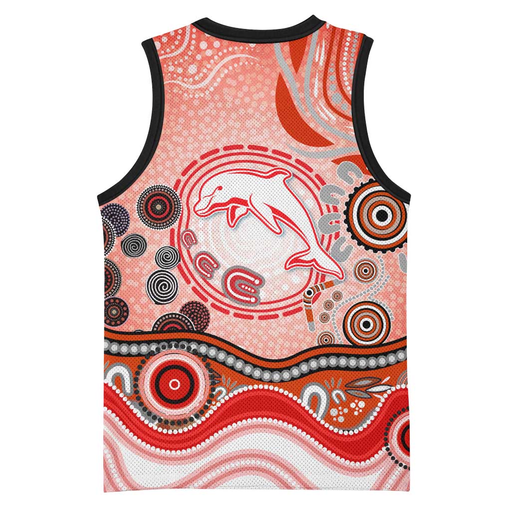 Dolphins Rugby Basketball Jersey Australian Aboriginal Dot Painting Style