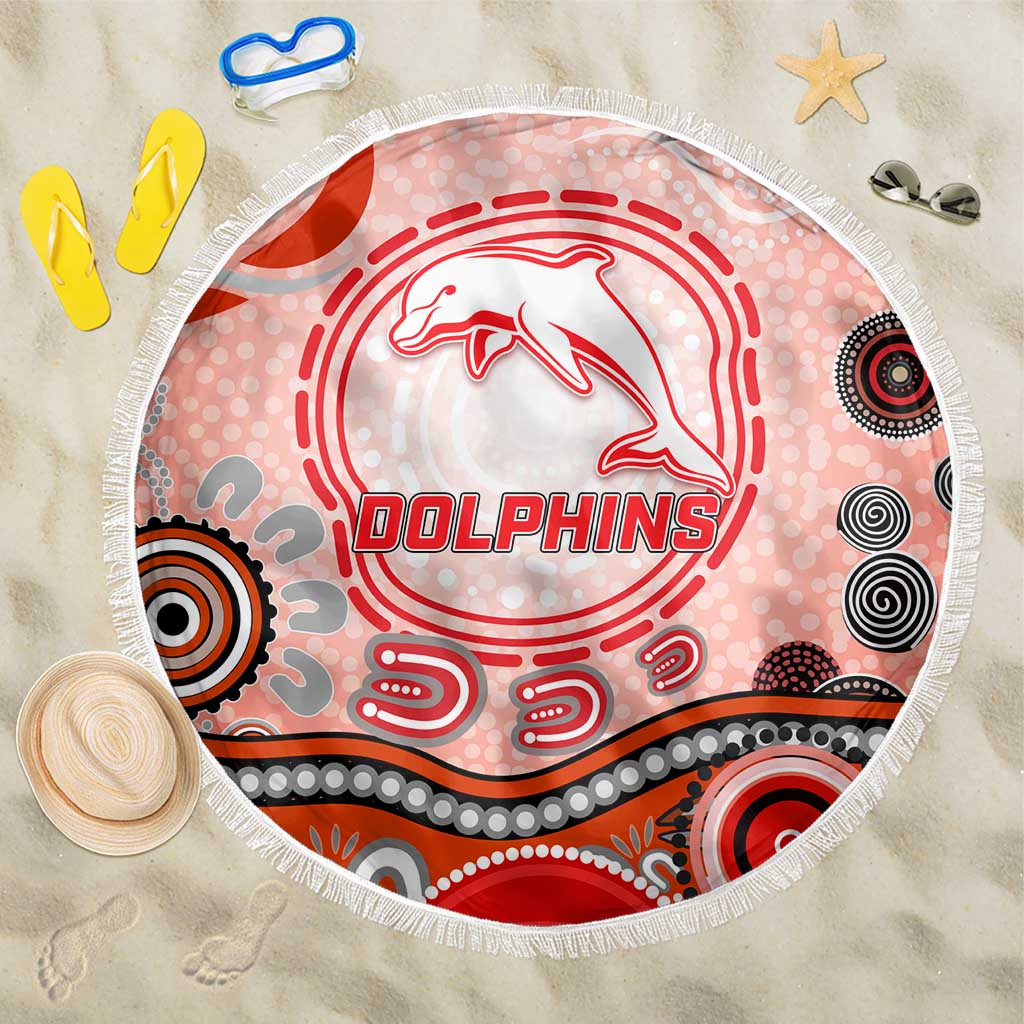 Dolphins Rugby Beach Blanket Australian Aboriginal Dot Painting Style