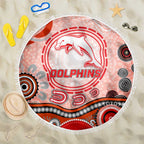 Dolphins Rugby Beach Blanket Australian Aboriginal Dot Painting Style