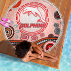 Dolphins Rugby Beach Blanket Australian Aboriginal Dot Painting Style