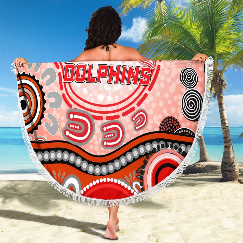 Dolphins Rugby Beach Blanket Australian Aboriginal Dot Painting Style