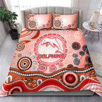 Dolphins Rugby Bedding Set Australian Aboriginal Dot Painting Style