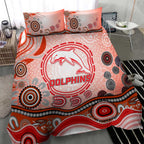 Dolphins Rugby Bedding Set Australian Aboriginal Dot Painting Style