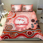 Dolphins Rugby Bedding Set Australian Aboriginal Dot Painting Style