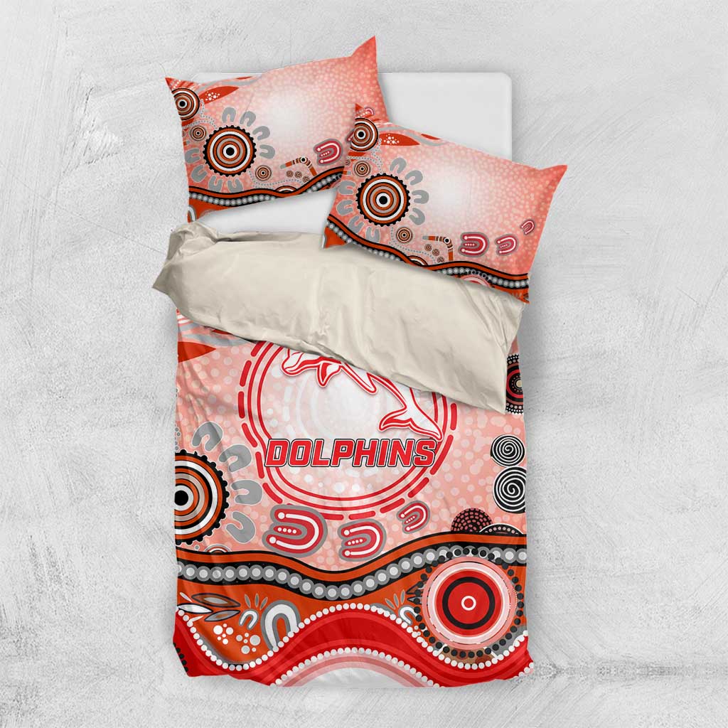 Dolphins Rugby Bedding Set Australian Aboriginal Dot Painting Style