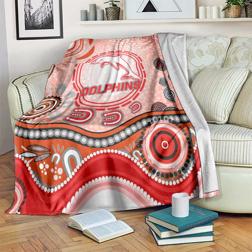 Dolphins Rugby Blanket Australian Aboriginal Dot Painting Style