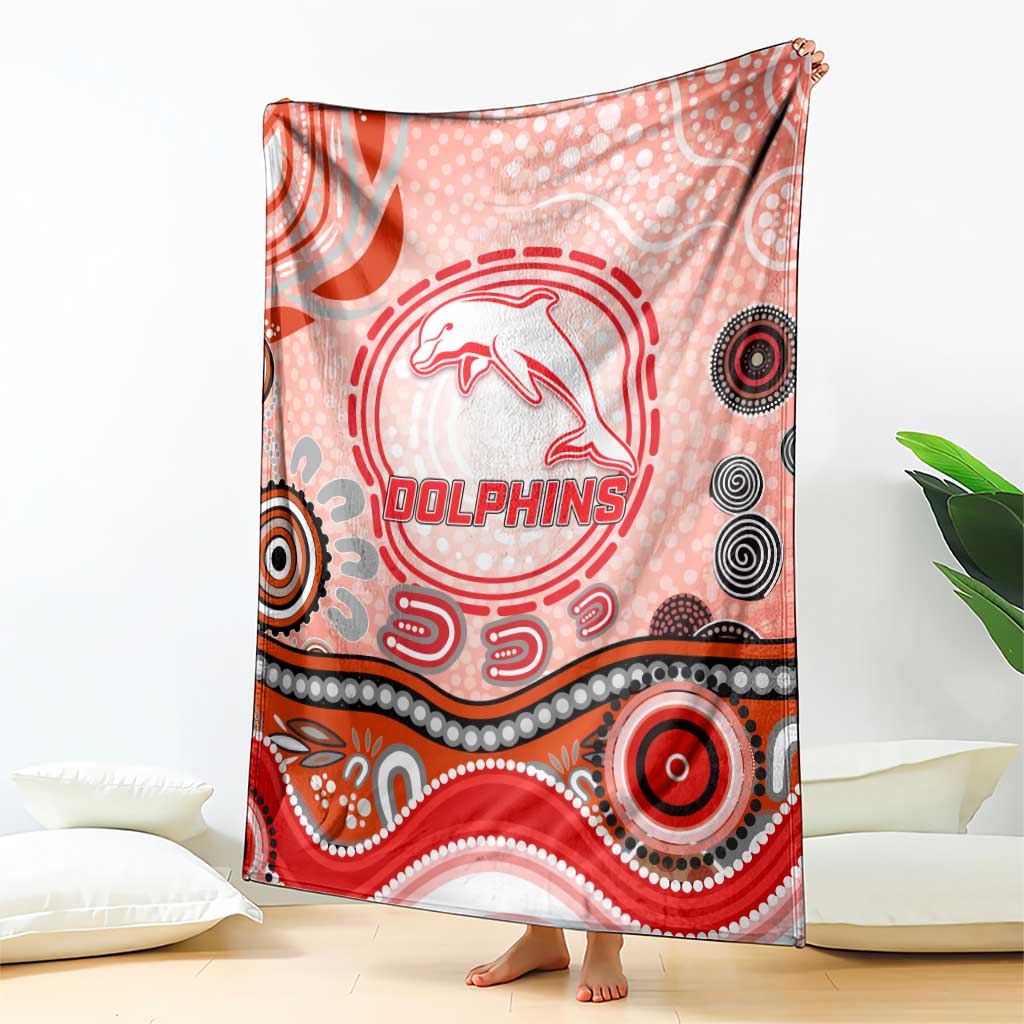 Dolphins Rugby Blanket Australian Aboriginal Dot Painting Style