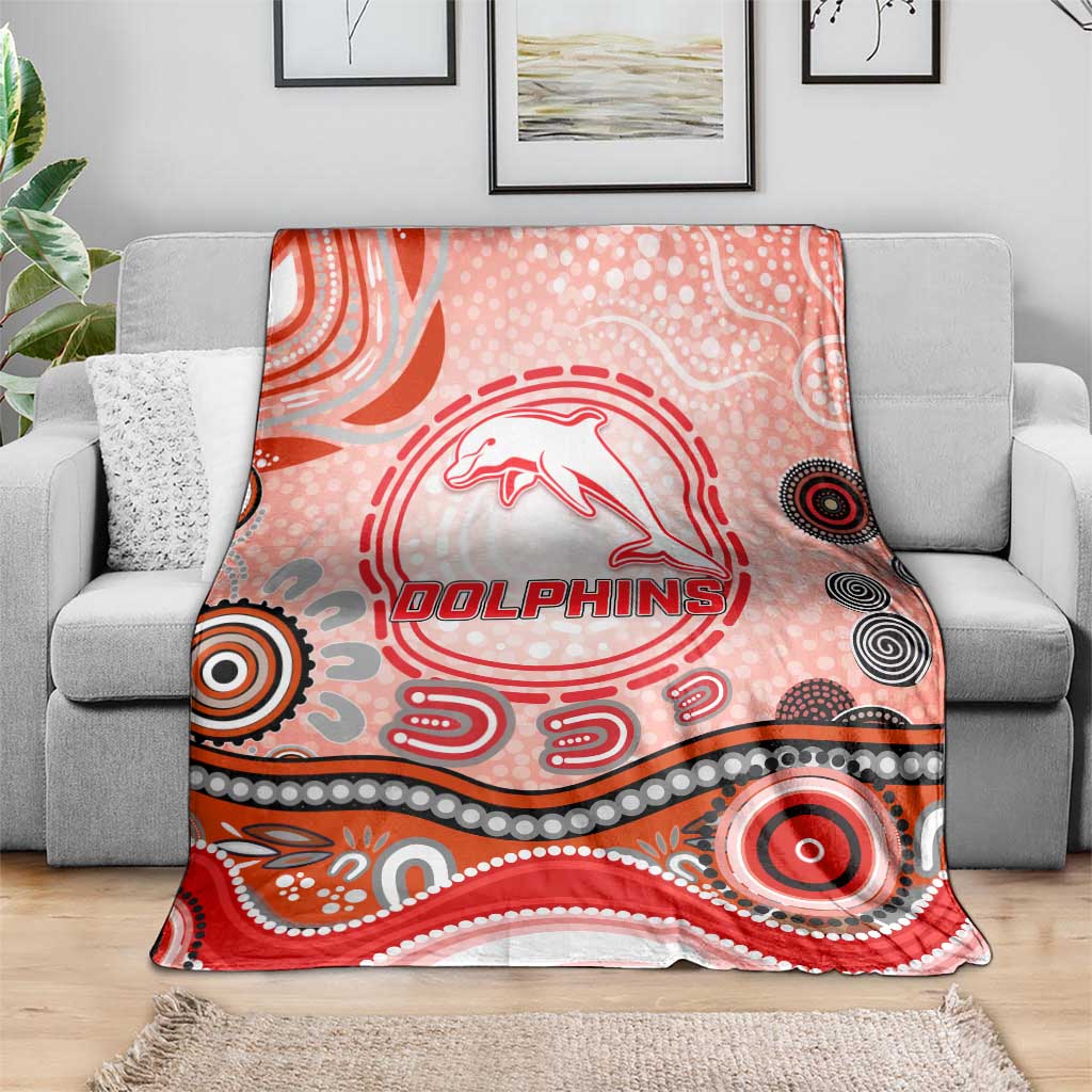 Dolphins Rugby Blanket Australian Aboriginal Dot Painting Style