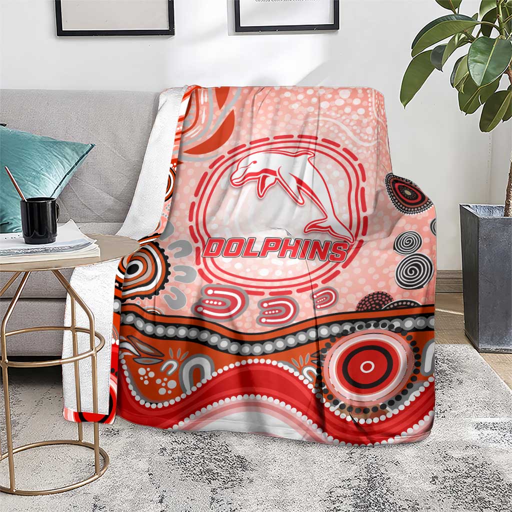 Dolphins Rugby Blanket Australian Aboriginal Dot Painting Style