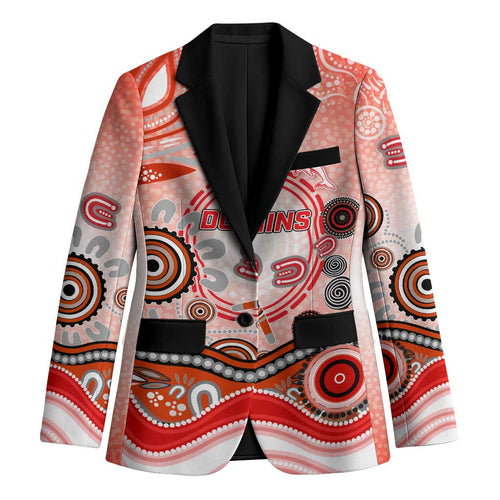 Dolphins Rugby Blazer Australian Aboriginal Dot Painting Style