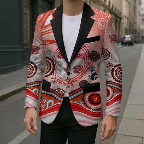 Dolphins Rugby Blazer Australian Aboriginal Dot Painting Style
