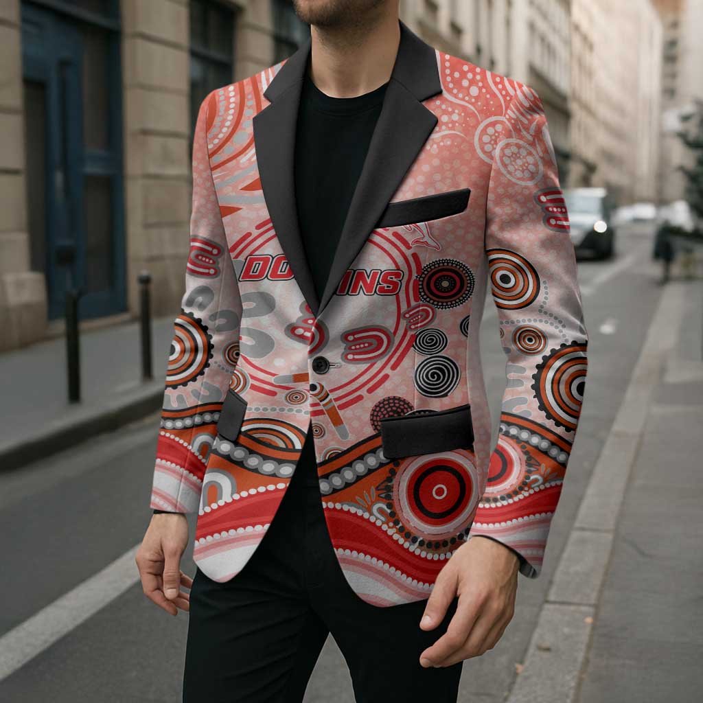 Dolphins Rugby Blazer Australian Aboriginal Dot Painting Style
