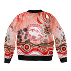Dolphins Rugby Bomber Jacket Australian Aboriginal Dot Painting Style