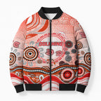 Dolphins Rugby Bomber Puffer Jacket Australian Aboriginal Dot Painting Style
