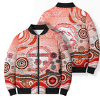 Dolphins Rugby Bomber Puffer Jacket Australian Aboriginal Dot Painting Style