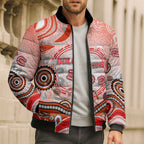 Dolphins Rugby Bomber Puffer Jacket Australian Aboriginal Dot Painting Style