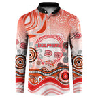 Dolphins Rugby Button Sweatshirt Australian Aboriginal Dot Painting Style
