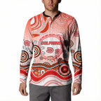 Dolphins Rugby Button Sweatshirt Australian Aboriginal Dot Painting Style