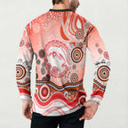 Dolphins Rugby Button Sweatshirt Australian Aboriginal Dot Painting Style