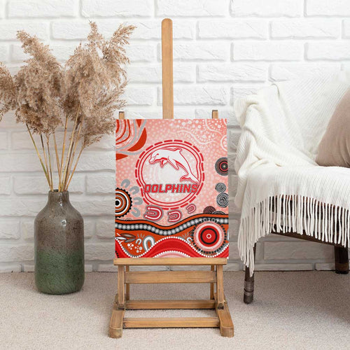 Dolphins Rugby Canvas Wall Art Australian Aboriginal Dot Painting Style