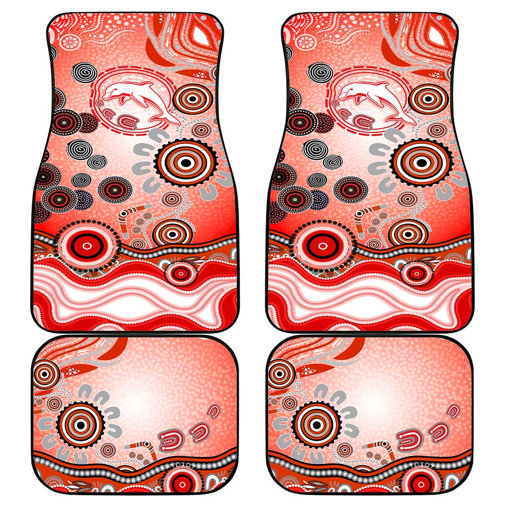 Dolphins Rugby Car Mats Australian Aboriginal Dot Painting Style