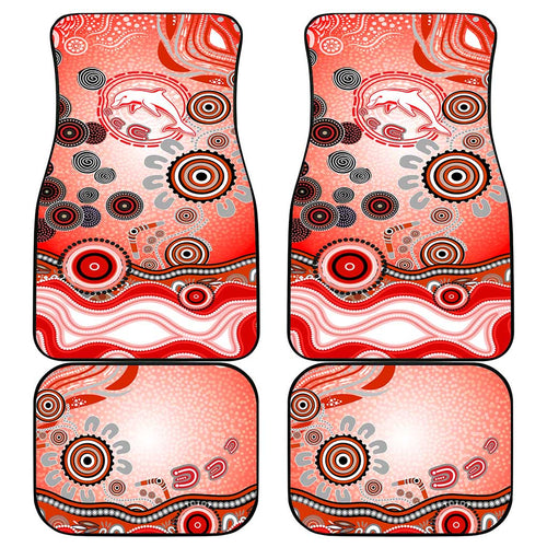 Dolphins Rugby Car Mats Australian Aboriginal Dot Painting Style