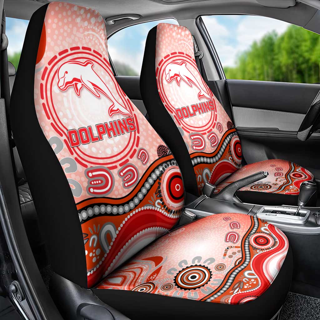 Dolphins Rugby Car Seat Cover Australian Aboriginal Dot Painting Style