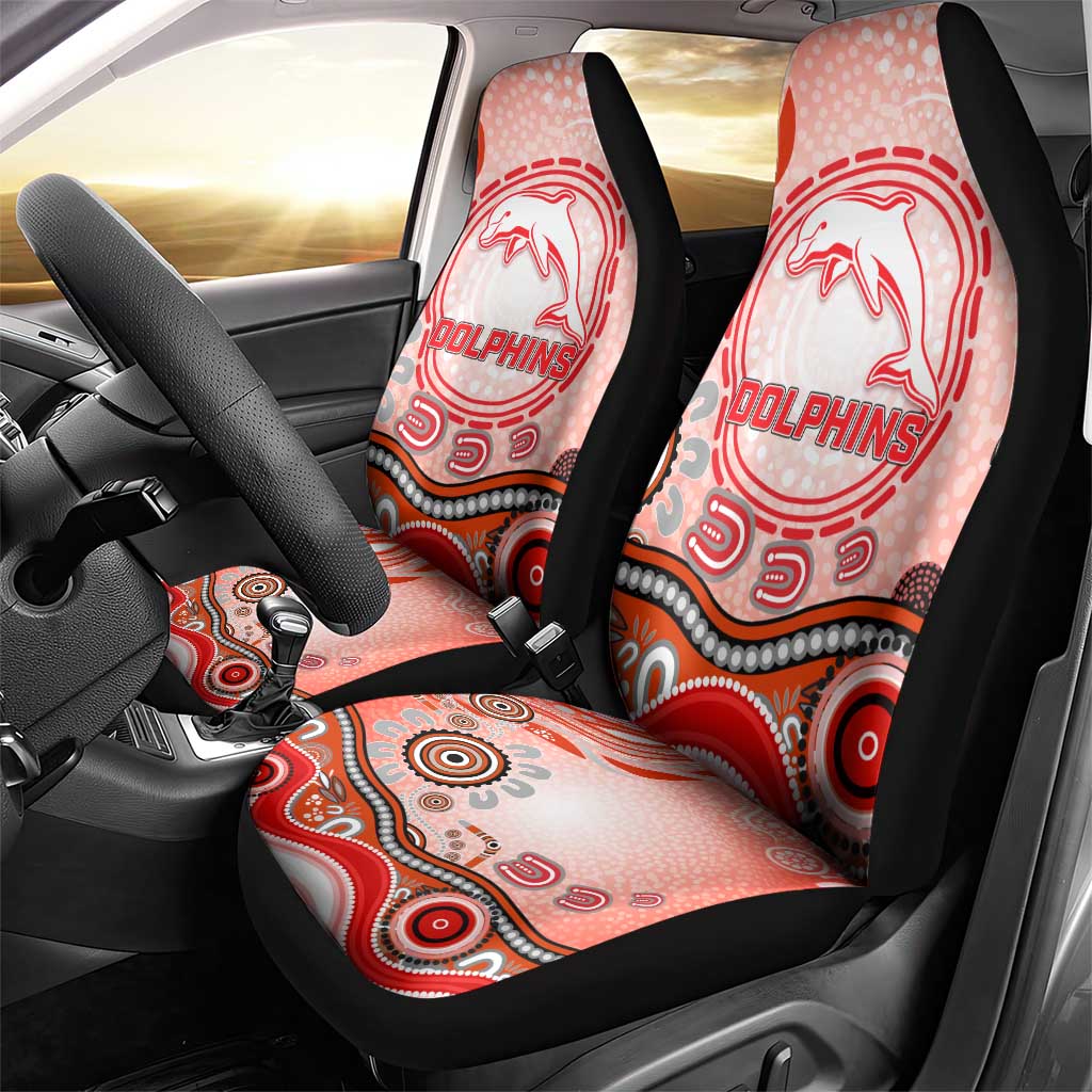 Dolphins Rugby Car Seat Cover Australian Aboriginal Dot Painting Style