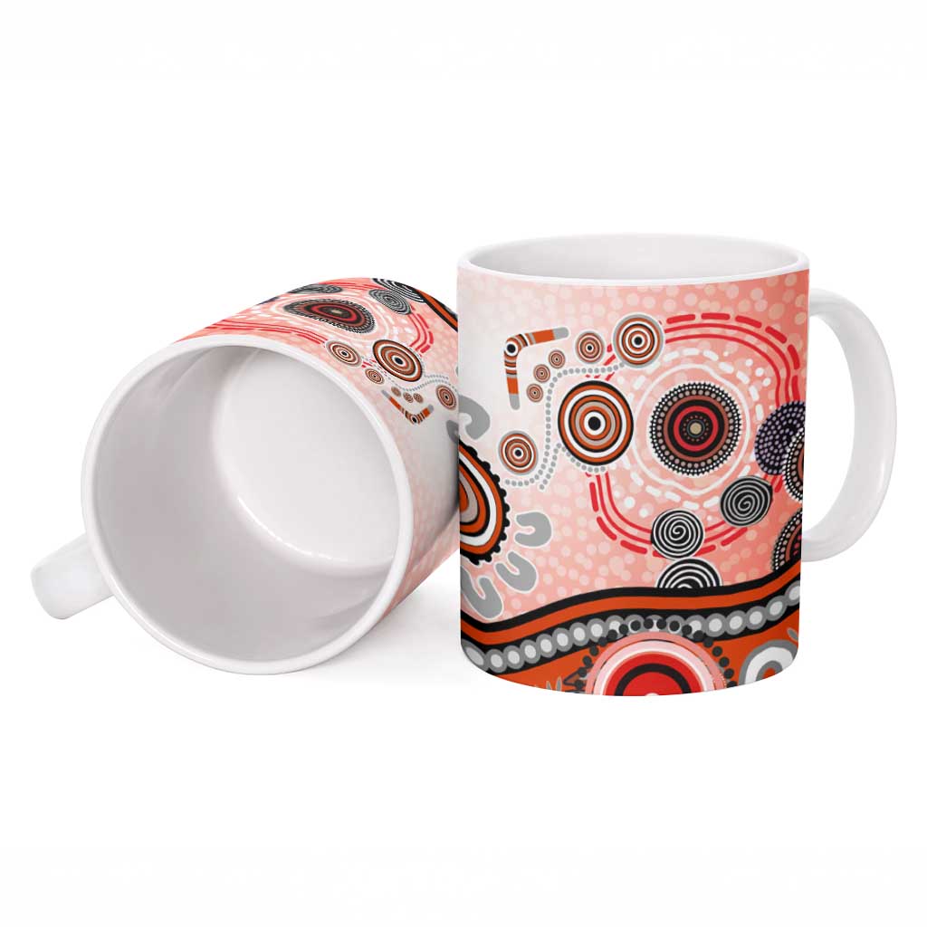 Dolphins Rugby Ceramic Mug Australian Aboriginal Dot Painting Style