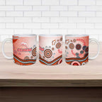 Dolphins Rugby Ceramic Mug Australian Aboriginal Dot Painting Style