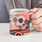Dolphins Rugby Ceramic Mug Australian Aboriginal Dot Painting Style