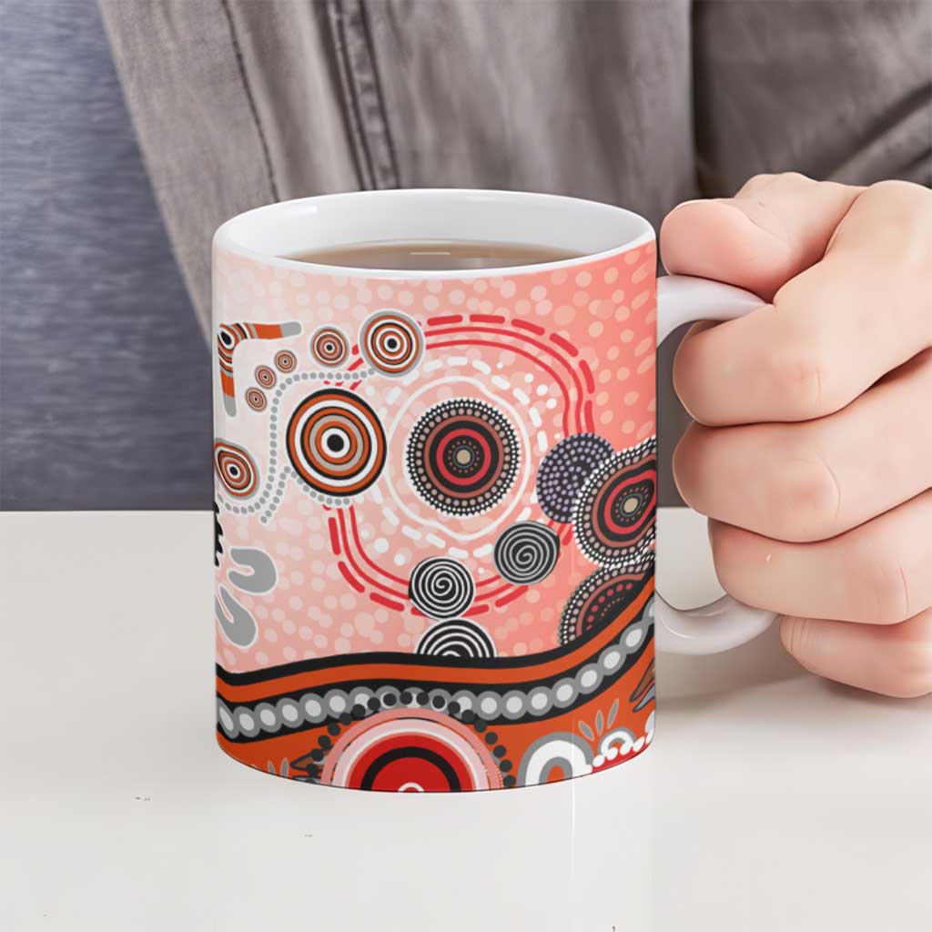 Dolphins Rugby Ceramic Mug Australian Aboriginal Dot Painting Style