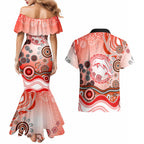 Dolphins Rugby Couples Matching Mermaid Dress and Hawaiian Shirt Australian Aboriginal Dot Painting Style