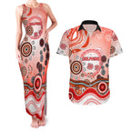 Dolphins Rugby Couples Matching Tank Maxi Dress and Hawaiian Shirt Australian Aboriginal Dot Painting Style