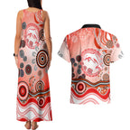 Dolphins Rugby Couples Matching Tank Maxi Dress and Hawaiian Shirt Australian Aboriginal Dot Painting Style