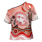 Dolphins Rugby Cross Shoulder Shirt Australian Aboriginal Dot Painting Style