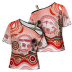Dolphins Rugby Cross Shoulder Shirt Australian Aboriginal Dot Painting Style