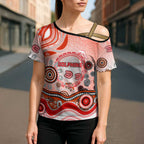 Dolphins Rugby Cross Shoulder Shirt Australian Aboriginal Dot Painting Style