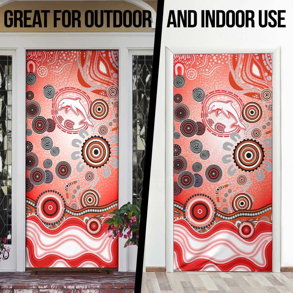 Dolphins Rugby Door Cover Australian Aboriginal Dot Painting Style