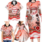 Dolphins Rugby Family Matching Long Sleeve Bodycon Dress and Hawaiian Shirt Australian Aboriginal Dot Painting Style