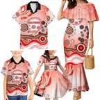 Dolphins Rugby Family Matching Mermaid Dress and Hawaiian Shirt Australian Aboriginal Dot Painting Style
