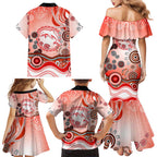 Dolphins Rugby Family Matching Mermaid Dress and Hawaiian Shirt Australian Aboriginal Dot Painting Style
